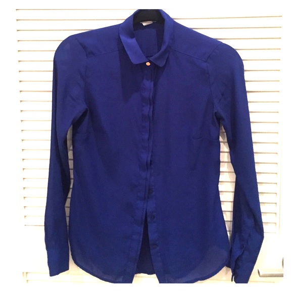 H&M cobalt blue button down light dress shirt