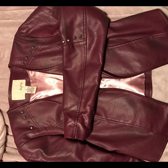 Maroon Faux Leather Jacket