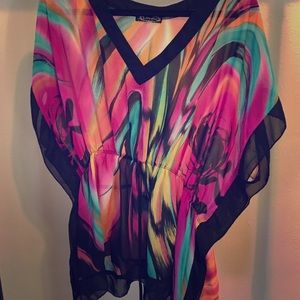 Plus Size Short-Sleeve Cinched Waist Blouse