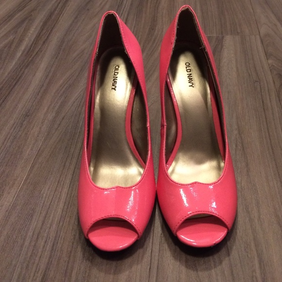 Pink peep toe heels