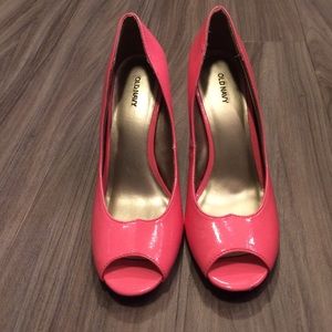 Pink peep toe heels