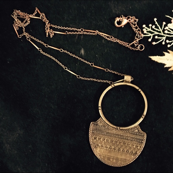 Vintage brass pendant necklace