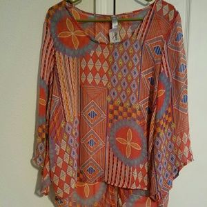 🎁 Aztec / printed boutique tunic top | BNWT | L