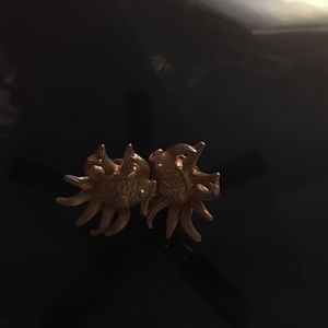 Gold fish clip on earrings