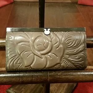 Patricia Nash Gray Leather wallet.