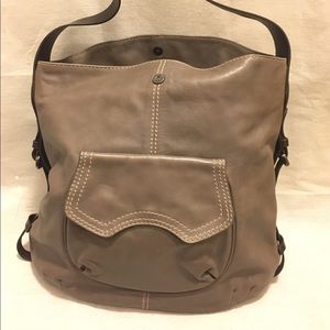 Grey and Black Leather Biasia Hobo Style Purse