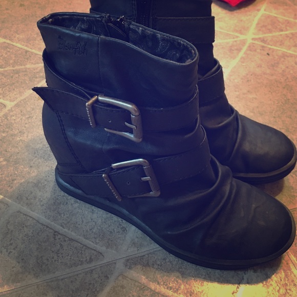Black booties Blowfish wedges