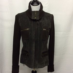 TEHAMA Brown Knit & Sueded Leather Jacket Size L
