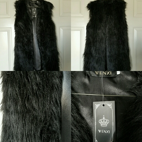 NEW Black High Quality Synthetic Fur Vest Style M - Picture 4 of 4
