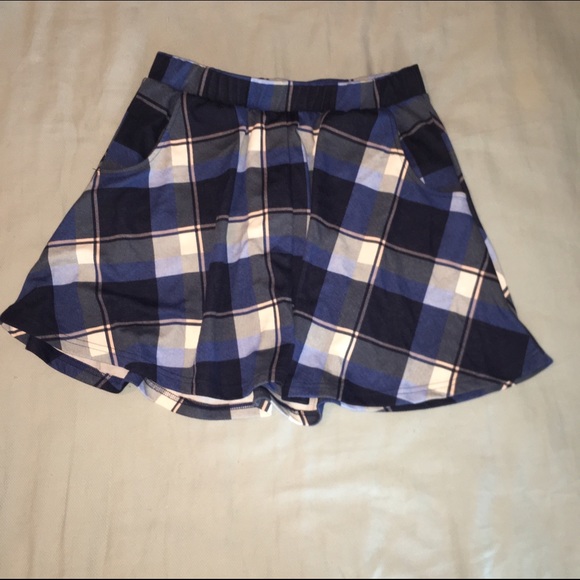 Blue plaid skirt