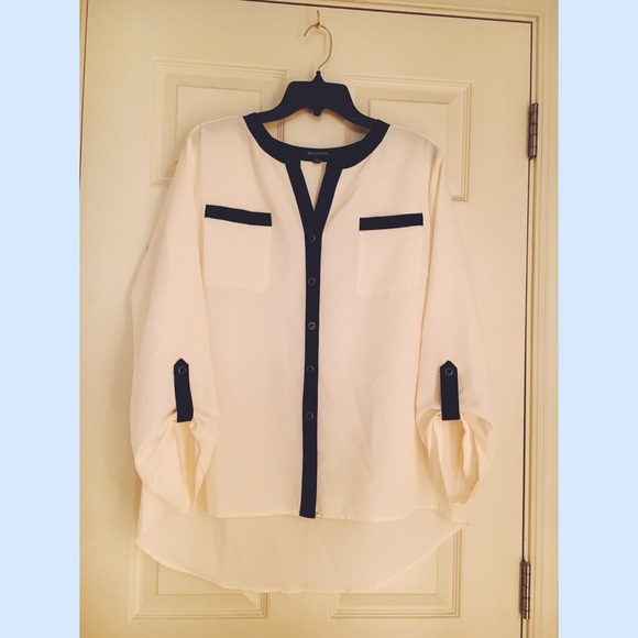 Cream blouse with black accents