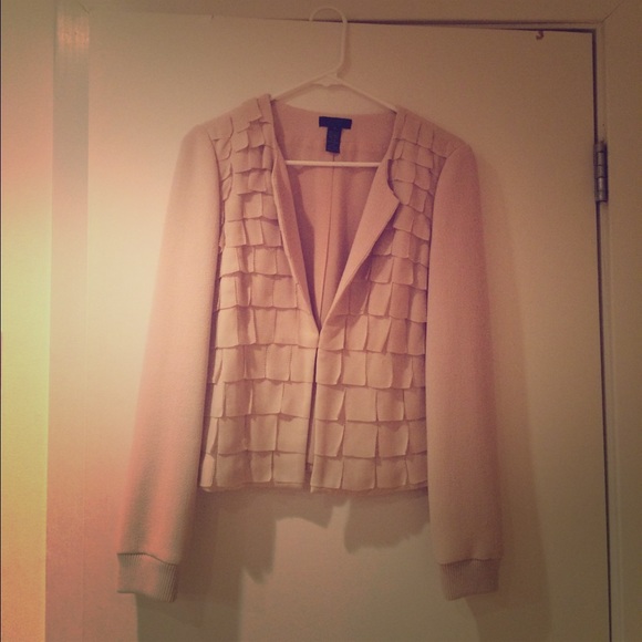 J. Crew Collection Blush Chiffon Fringe Jacket