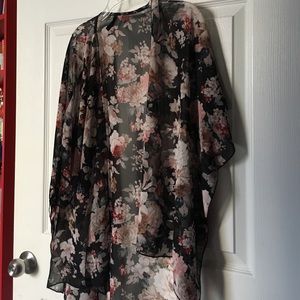 Sheer floral kimono