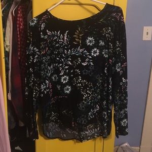 Long sleeve black floral blouse