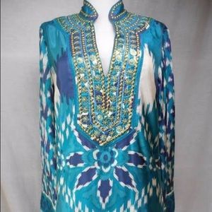 Tory Burch Iveta Tunic Blouse Sz12 100% silk