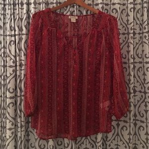 Lucky Brand Sheer Red Blouse