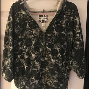 Billabong Zip Up Floral Hoodie Sweatshirt