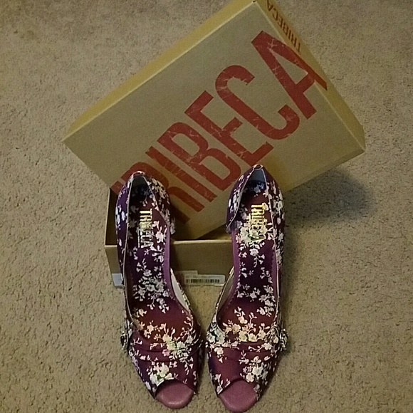 Tribeca purple floral heels