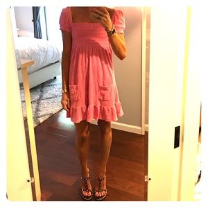 Terry cloth off the shoulder dress