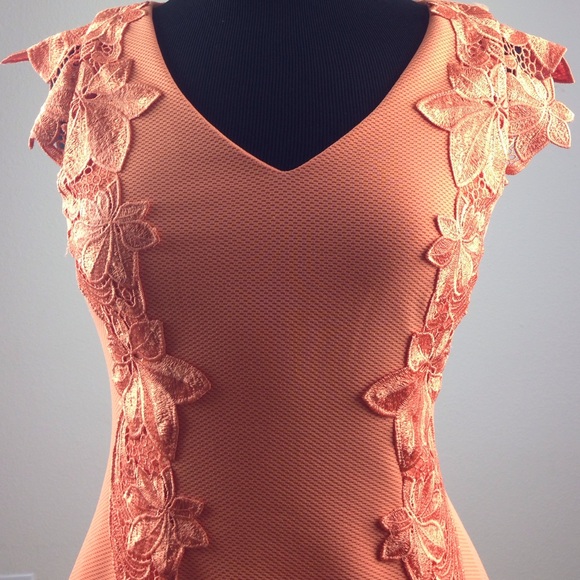 Badgley Mischka Womens Orange Sheath Dress - Picture 2 of 6