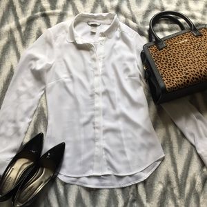 H&M white chiffon top