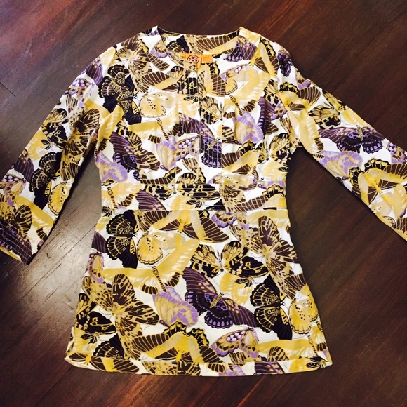 Tory Burch Butterfly print silk blouse sz12
