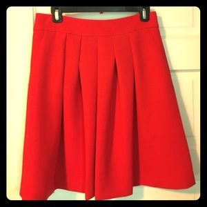 Orange Pleated Skirt