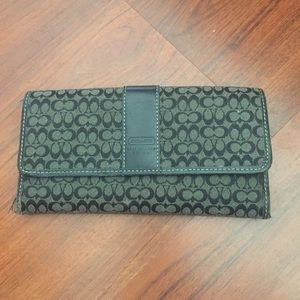 Grey and black leather Bi-fold coach wallet