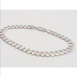 14 K White Gold on .925 Open Cuban Curb Unisex