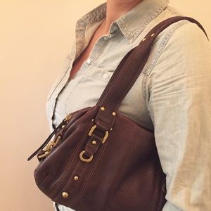 Kenneth Cole chocolate brown leather handbag