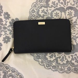 kate spade Black Large Newbury Lane Zip Wallet
