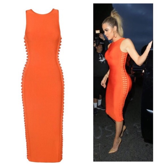 🆕✨Orange Side Cut-outs Bandage Dress✨🆕 - Picture 1 of 4