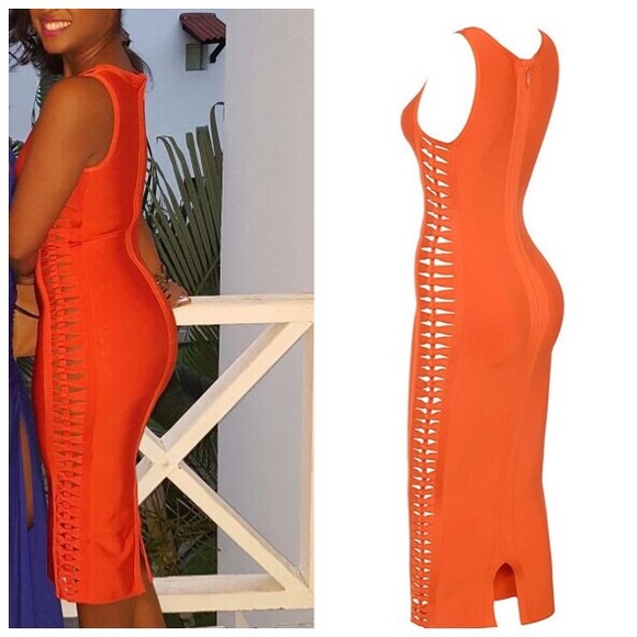 🆕✨Orange Side Cut-outs Bandage Dress✨🆕 - Picture 4 of 4