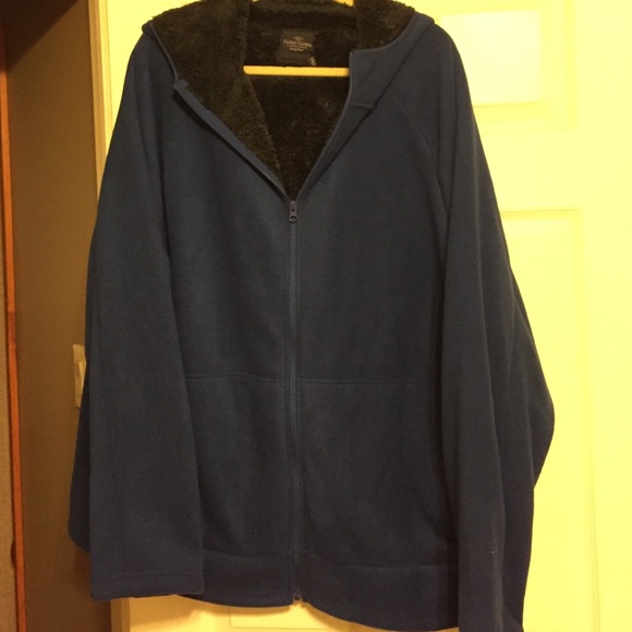 Men's Navy Blue Fleece Jacket with Black Fur linin