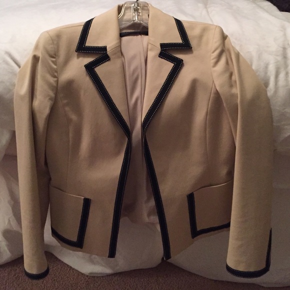 Tan with black detail blazer