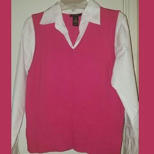 Faux Layered Dress Shirt. Perfect for Work!