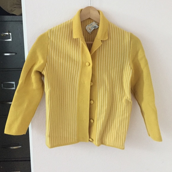 Stripped yellow button up knit