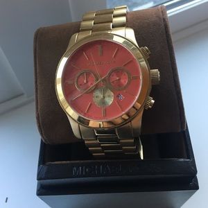 Oversized Michael Kors gold orange watch