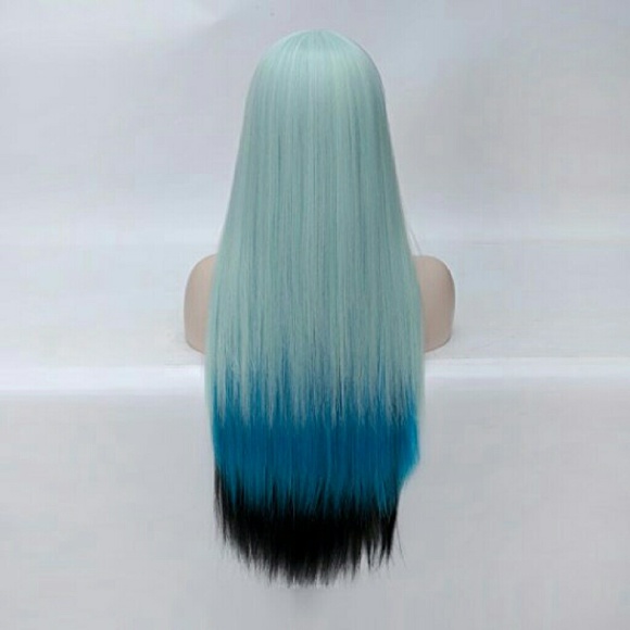 Ombre Green Black Full Wig