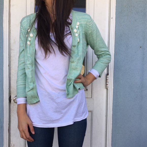 Merano teal and white shirt cardigan