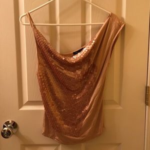 BCBG Max Azria tan sequin top