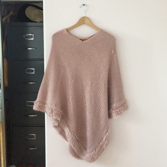Pale pink knit poncho