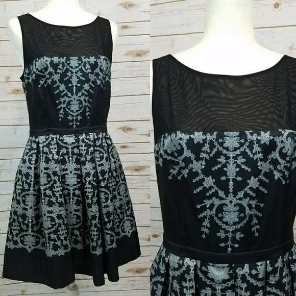 Taylor Dresses & Skirts - NEW Black & Gray Snowflake Fit & Flare Dress