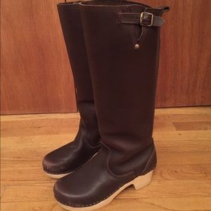 No.6 15" Buckle Boot on Mid Heel Brown