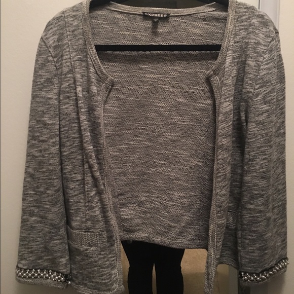 Gray Embellished Cardigan