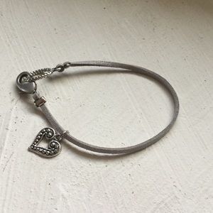 Silver Suede bracelet with heart charm