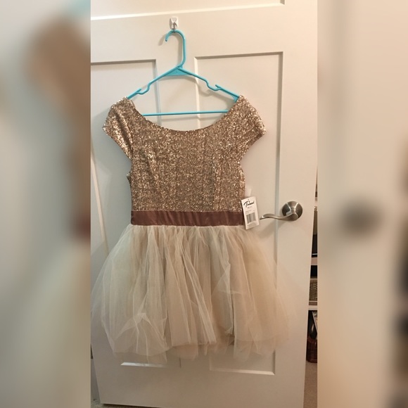 NWT Rose Gold Sequin Tulle NYE Dress