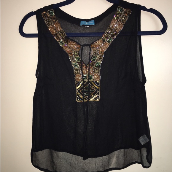 Beautiful Embellished Black Shirt