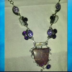 Amethyst, silver, and pearl