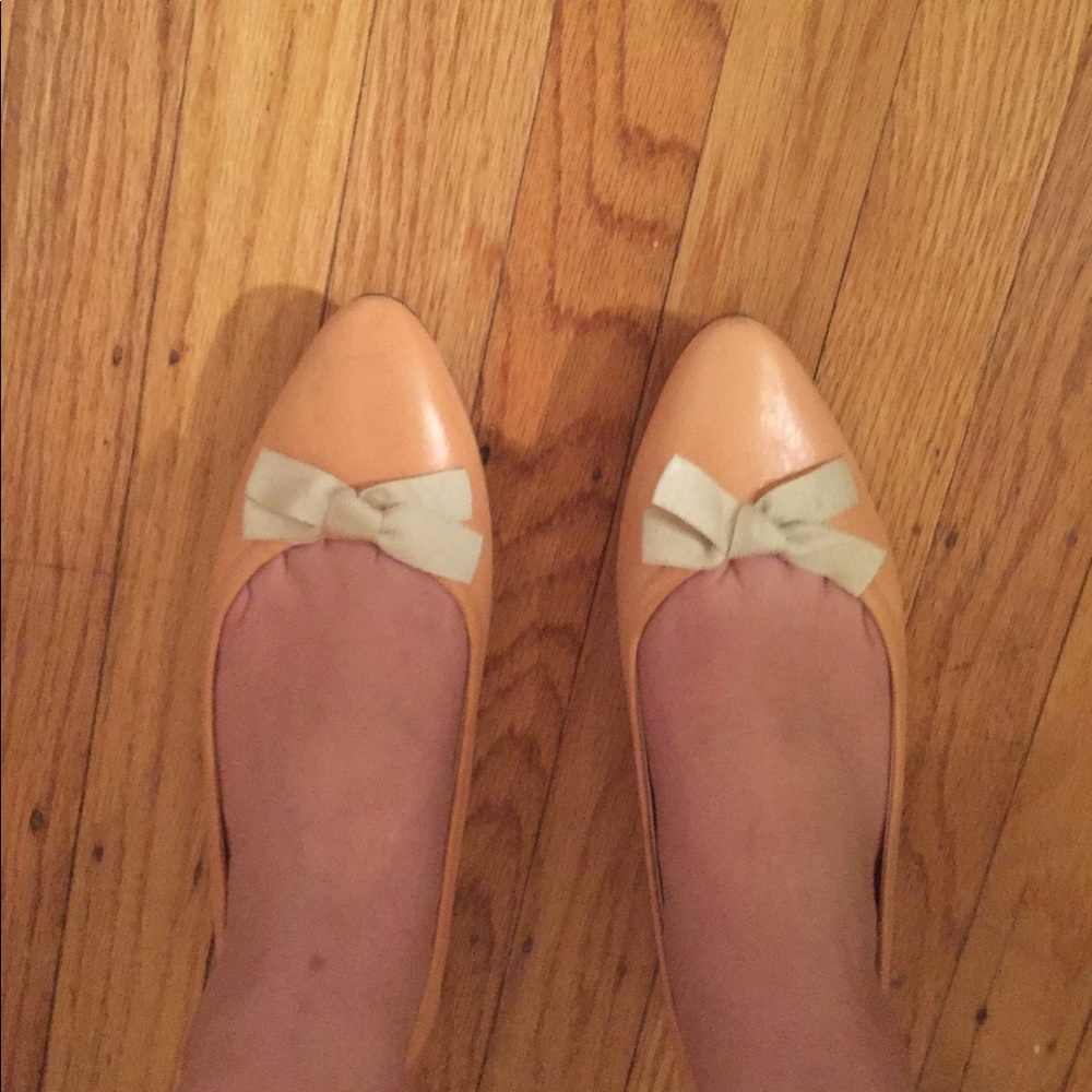 Miu Miu Pointed Flats With Beige Bow - image 1